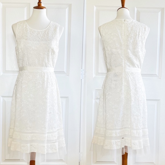 BCBGMAXAZRIA white lace dress - coffeafoods.com